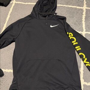 Nike Black Hoodie with Vibrant Yellow Text